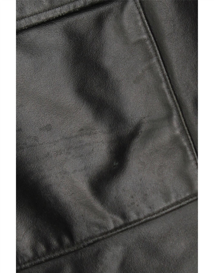 Casaco de couro feminino La Griffe IT 54 3XL couro preto