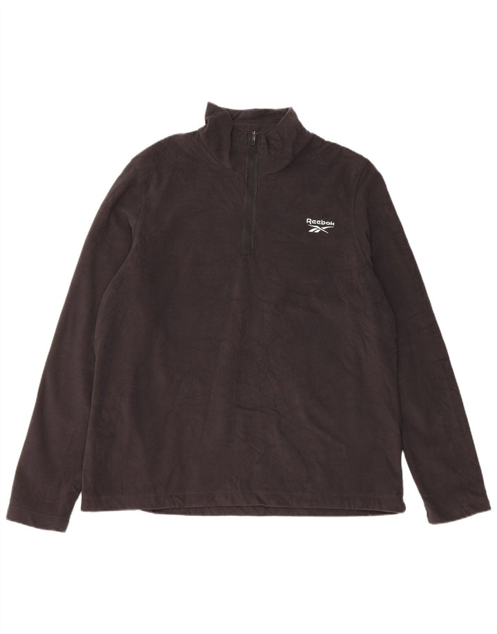 Suéter masculino REEBOK com zíper e gola em lã XL preto poliéster