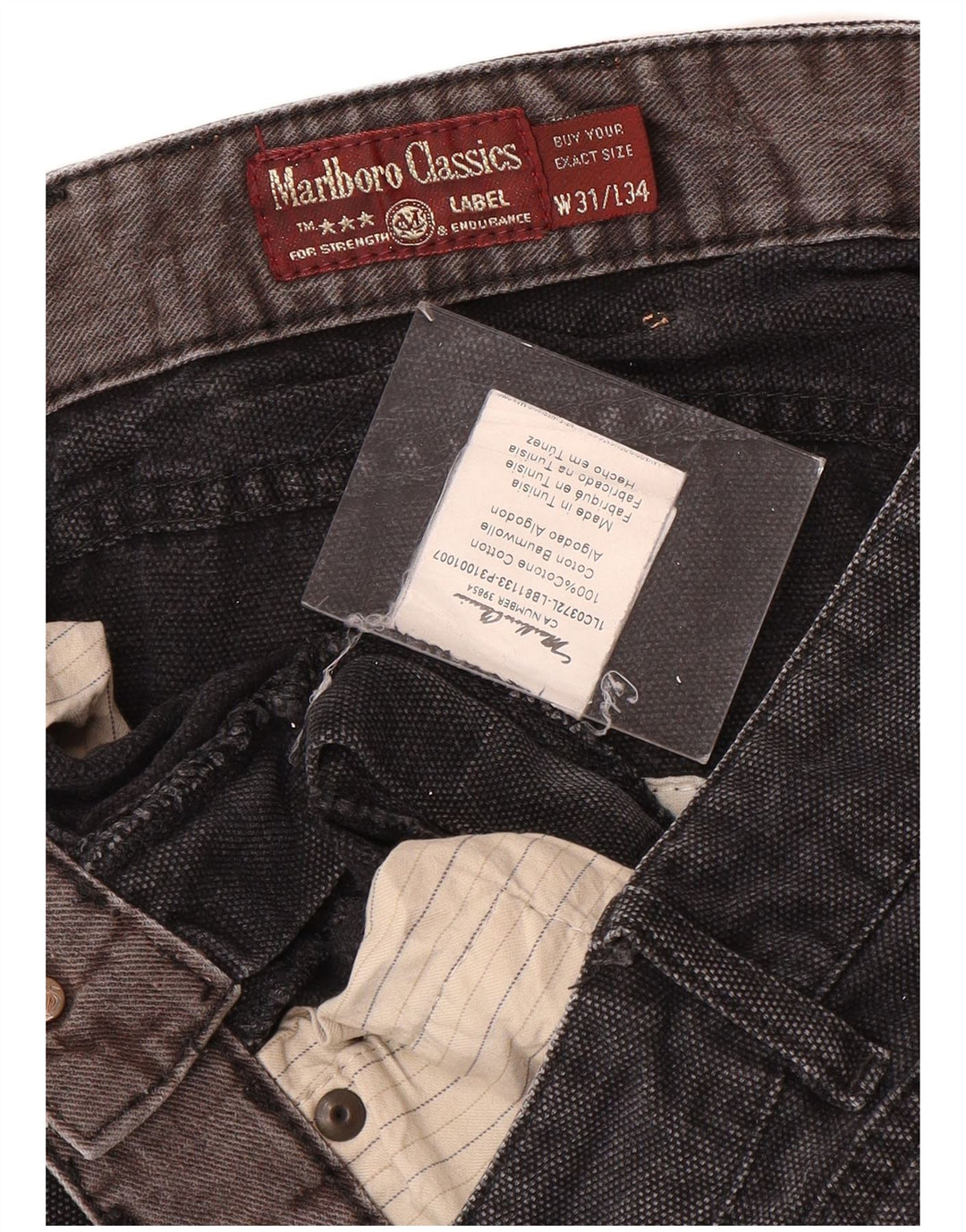 MARLBORO CLASSICS Calça jeans reta masculina W31 L34 algodão cinza