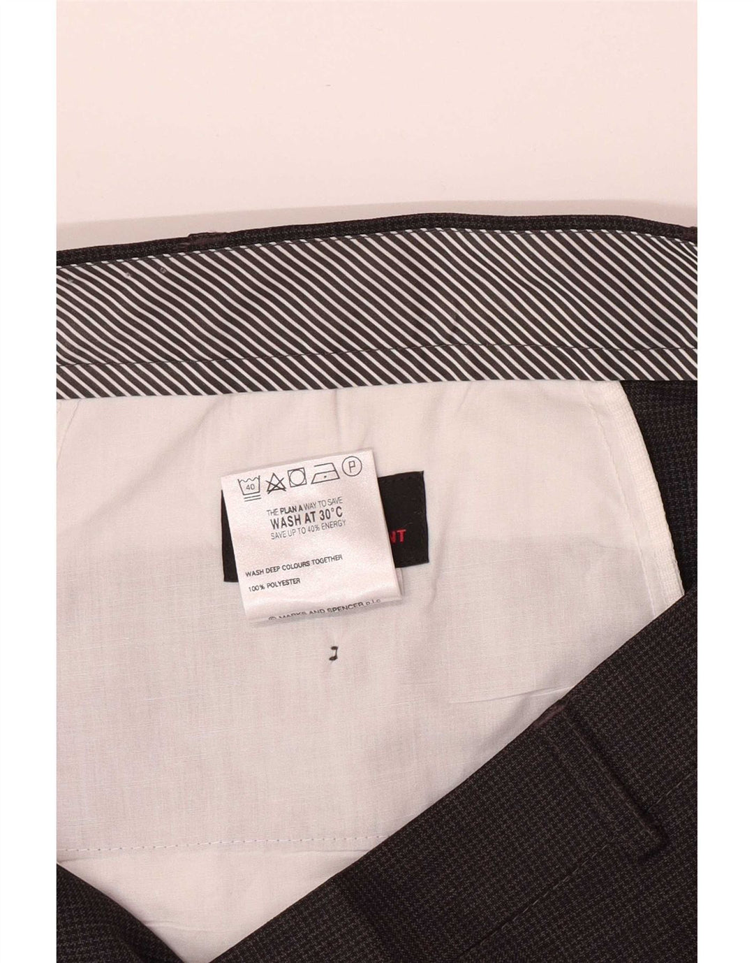 Calça masculina de terno reto Marks & Spencer W42 L29 cinza Houndstooth