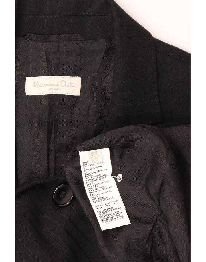 Jaqueta blazer feminina Massimo Dutti com 2 botões UE 38 pequena risca de giz preta