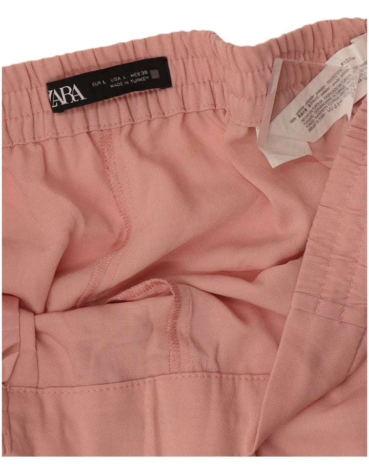 Zara Calça feminina reta casual grande W30 L26 poliéster rosa