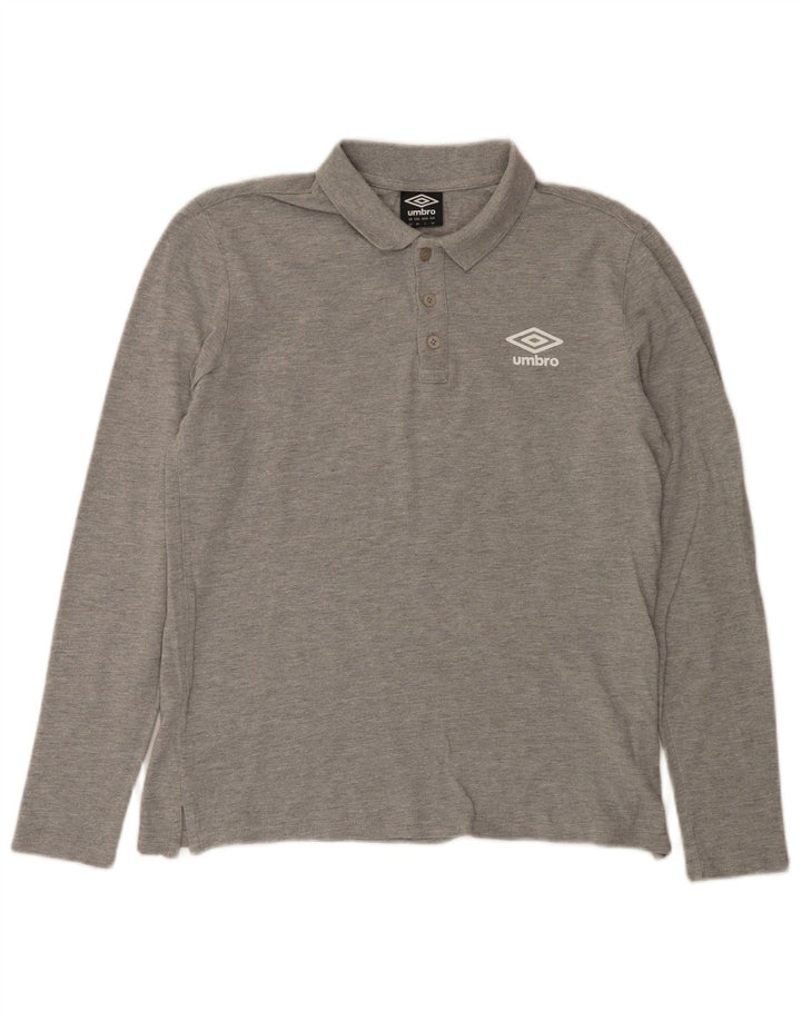 Camisa polo masculina de manga comprida UMBRO algodão cinza médio