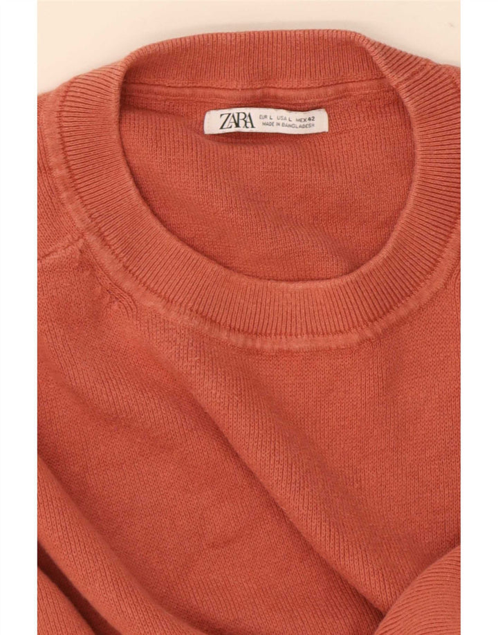 Zara Suéter masculino com gola redonda grande vermelho