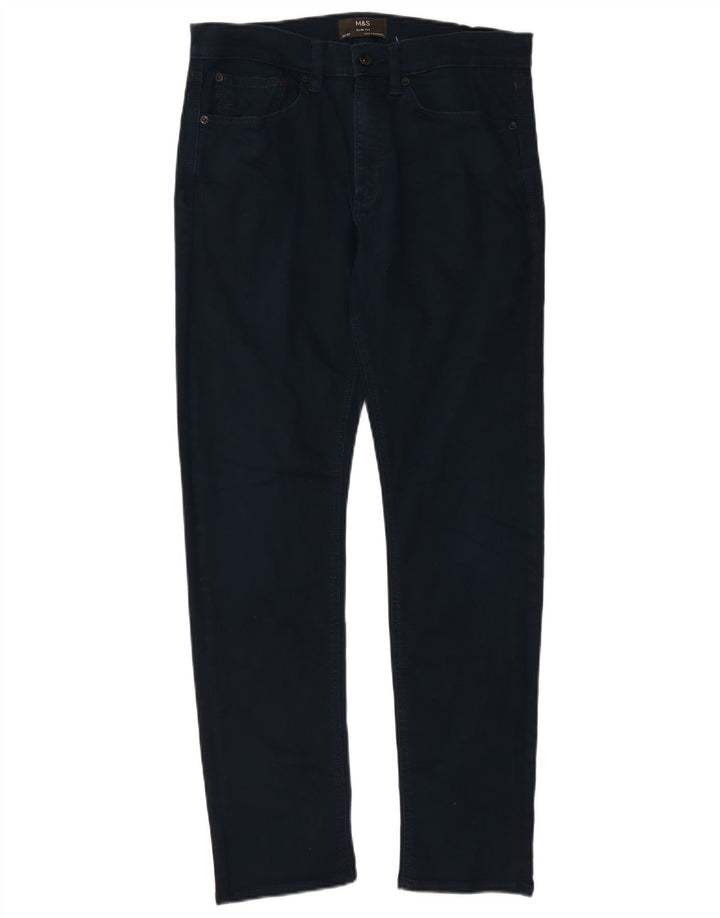 Marks & Spencer Mens Slim Jeans W32 L31 Azul Algodão