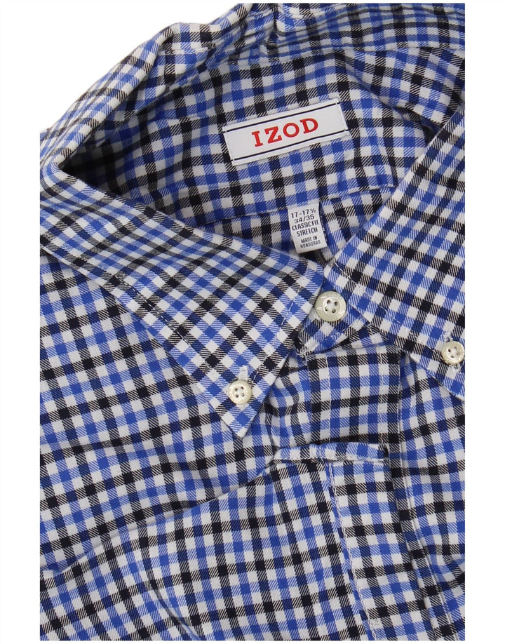 Camisa masculina Izod tamanho 17 17 1/2 XL algodão xadrez azul