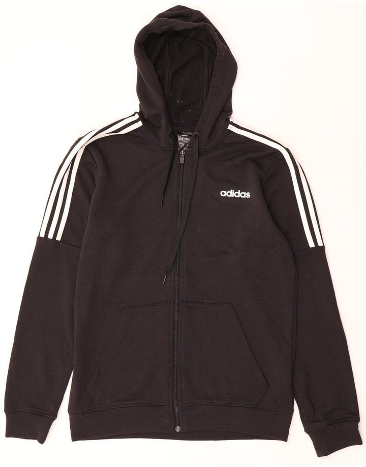 Suéter masculino Adidas Climalite Zip com capuz médio preto poliéster