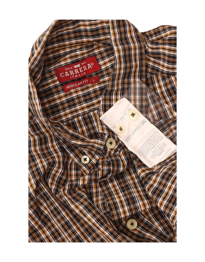 Camisa masculina de flanela Carrera Regular Fit grande algodão xadrez marrom