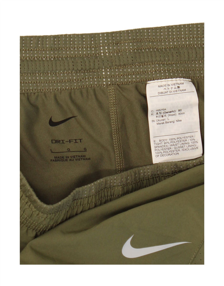 Shorts esportivos femininos Nike Dri Fit UK 14 grande poliéster cáqui