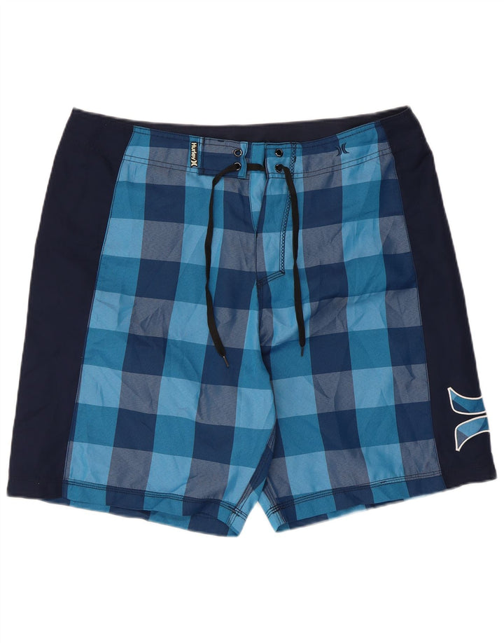 Shorts de natação masculino Hurley Graphic grande poliéster xadrez azul