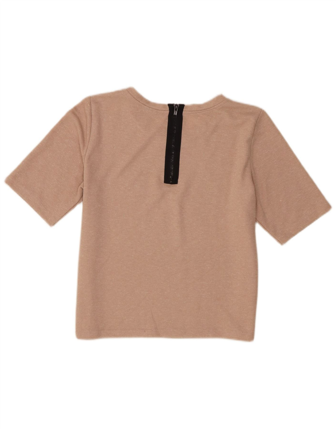 Topshop Camiseta Feminina Crop Top UK 10 Pequeno Poliéster Bege