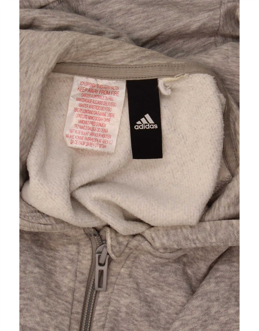 Adidas masculino zip moletom com capuz cinza médio manchado