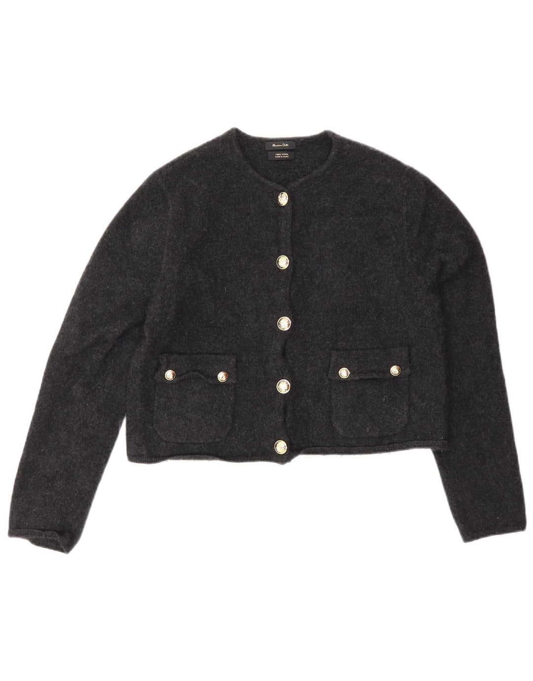 Suéter cardigan feminino Massimo Dutti UK 12 lã cinza médio