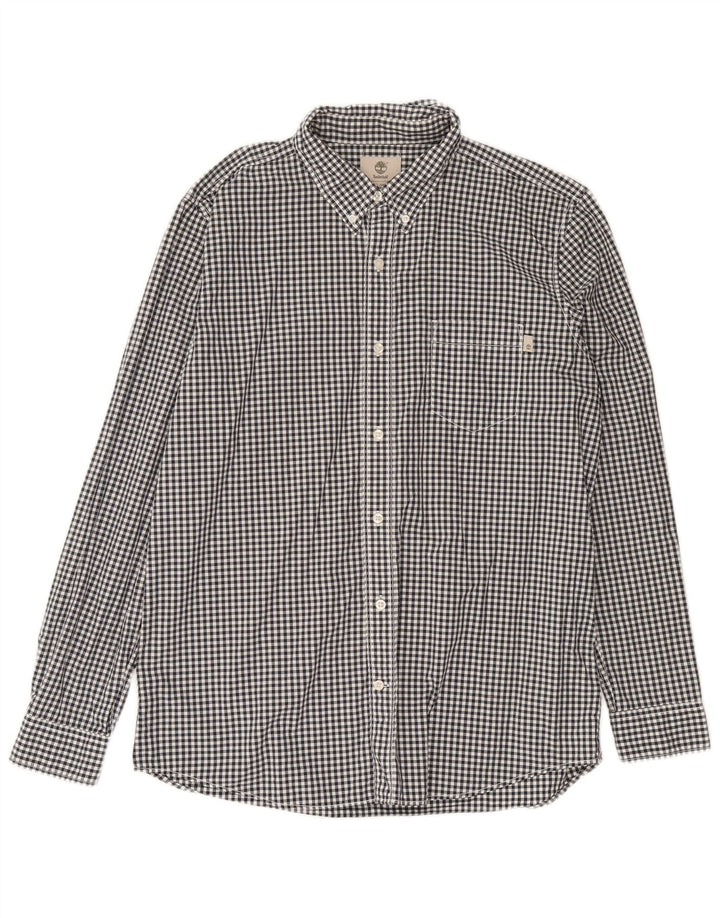 Camisa masculina Timberland Regular Fit grande algodão guingão azul marinho