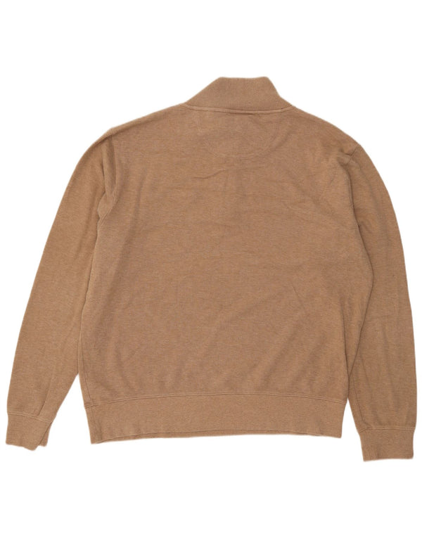 Suéter masculino Gant com zíper e pescoço 3XL algodão bege