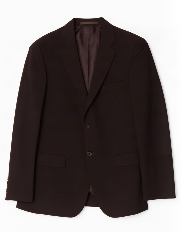 Jaqueta blazer masculina de 2 botões Marks & Spencer Reino Unido 40 poliéster preto médio