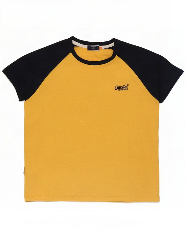 Camiseta masculina Superdry Top grande algodão colorblock amarelo