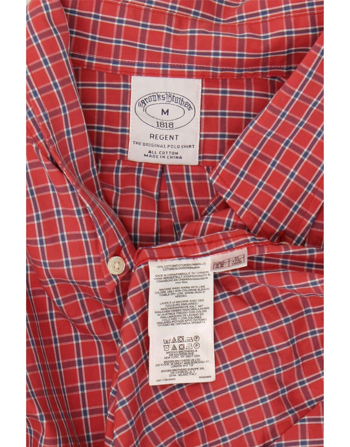 Camisa masculina Brooks Brothers Regent de algodão xadrez vermelho médio