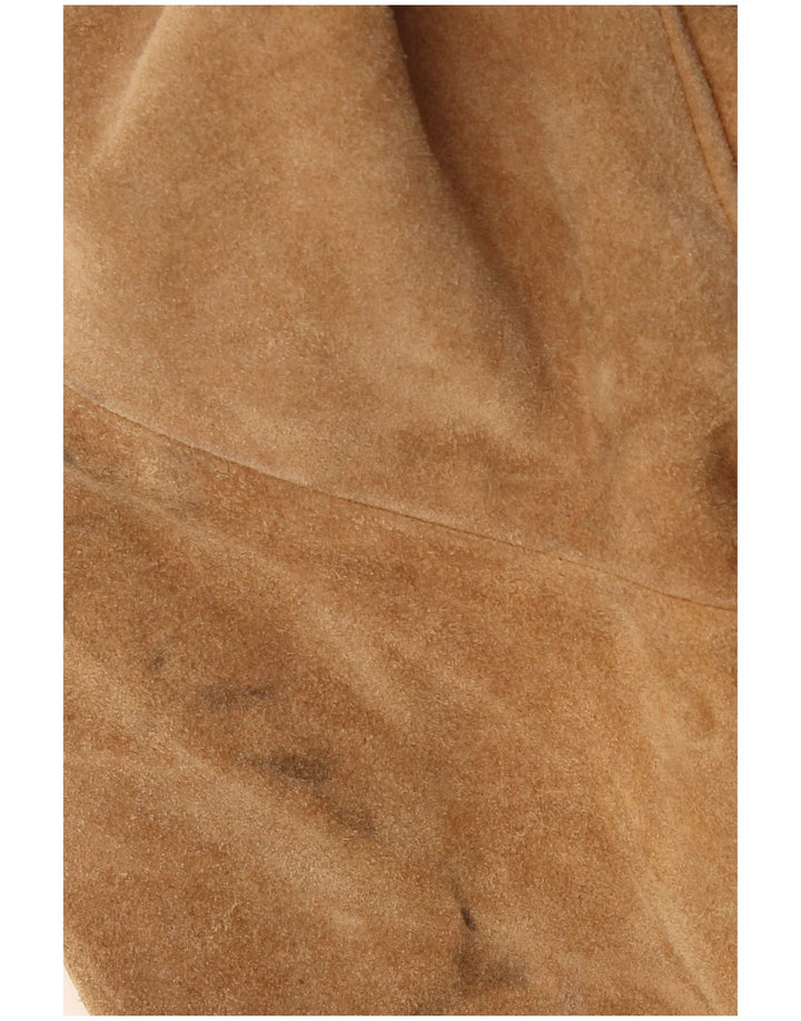 Jaqueta feminina vintage de camurça UK 20 2XL marrom ocidental