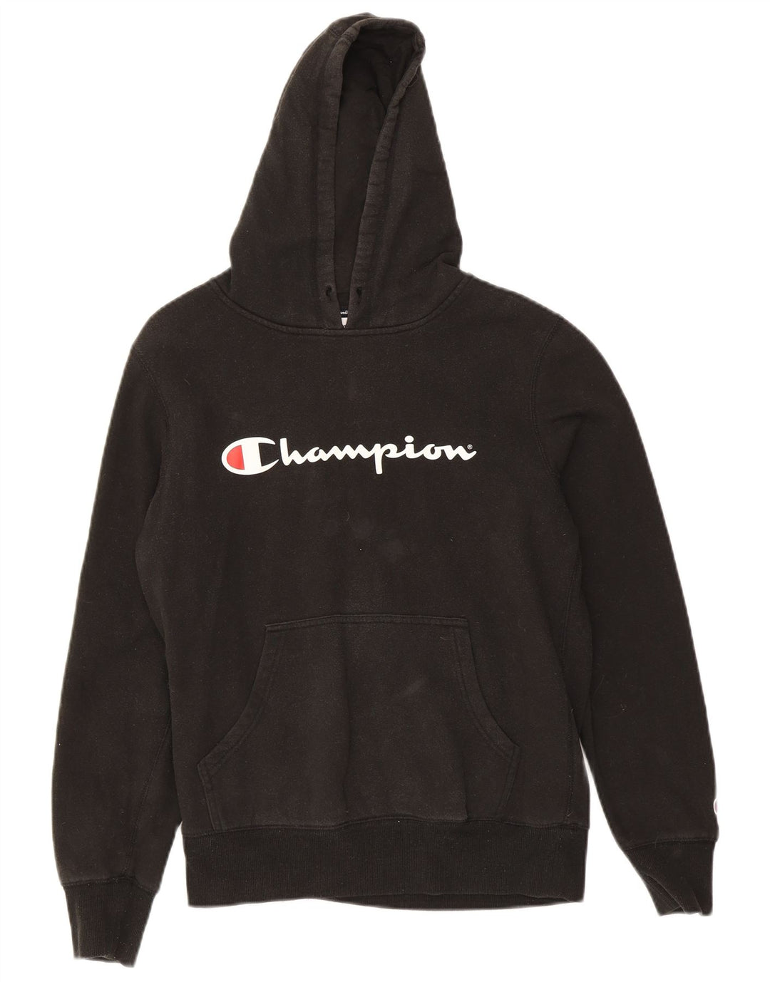 CHAMPION Suéter masculino com capuz gráfico pequeno algodão preto