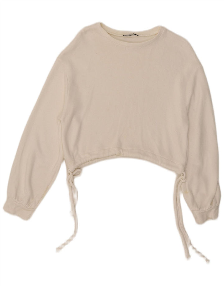 Zara Womens Crop Sweatshirt Jumper Reino Unido 10 Pequeno Branco