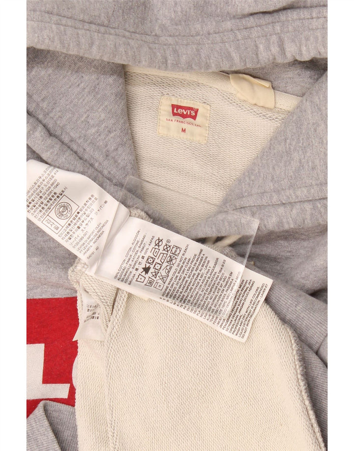 Suéter com capuz gráfico masculino Levi's algodão manchado cinza médio