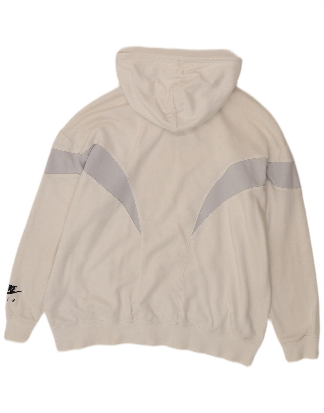 NIKE Womens Air Oversized Hoodie Jumper UK 14 Medium Off White Colourblock