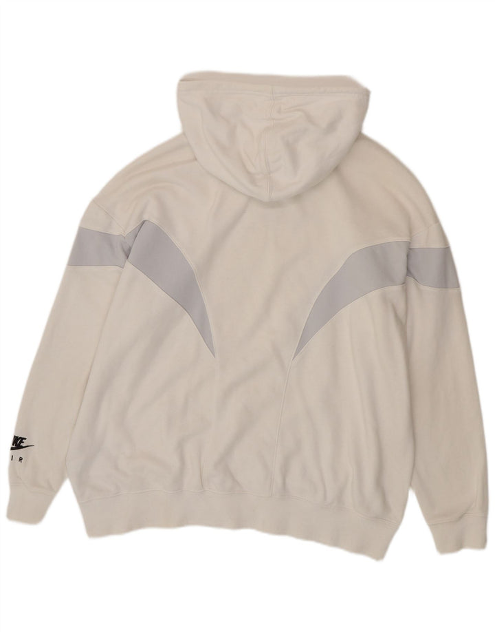 NIKE Womens Air Oversized Hoodie Jumper UK 14 Medium Off White Colourblock
