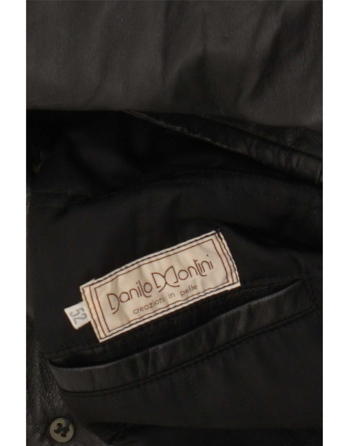 Jaqueta de couro masculina vintage IT 52 XL preta