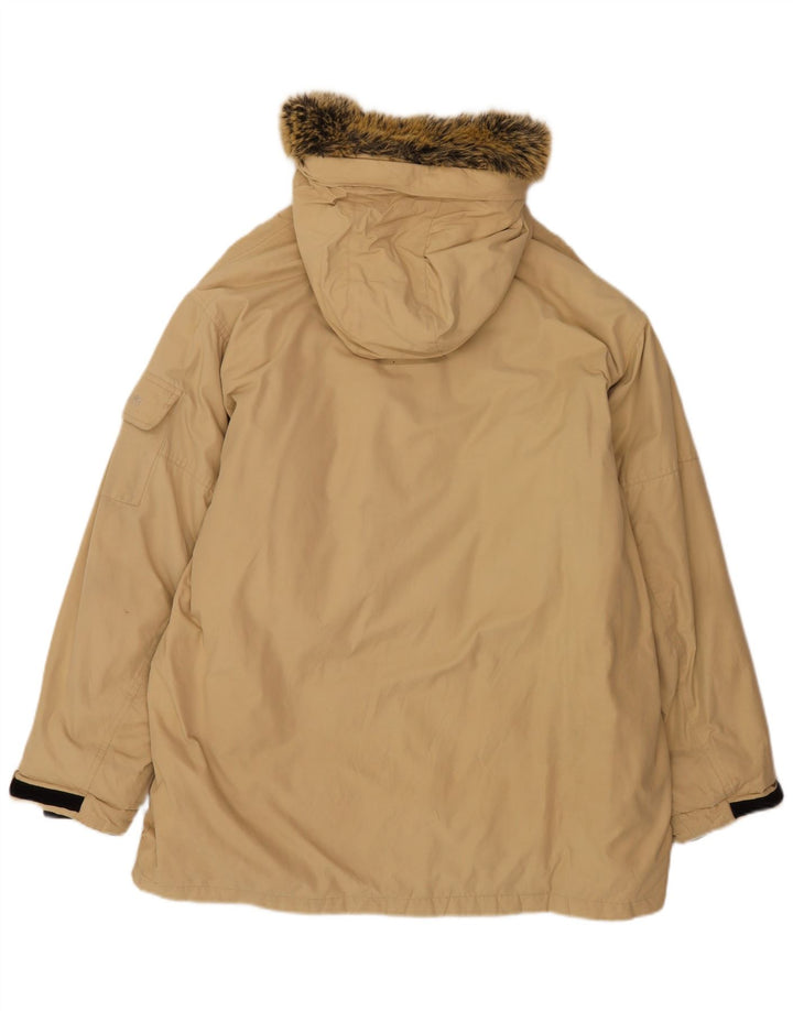 Jaqueta Parka masculina Timberland com capuz UK 40 grande bege nylon