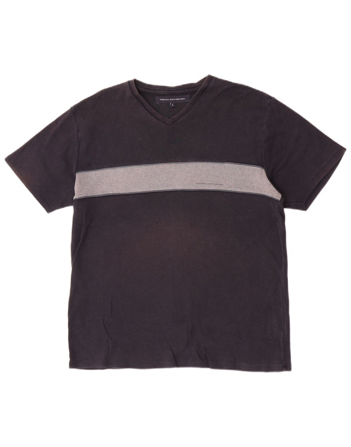 Camiseta feminina de manga curta French Connection grande azul marinho