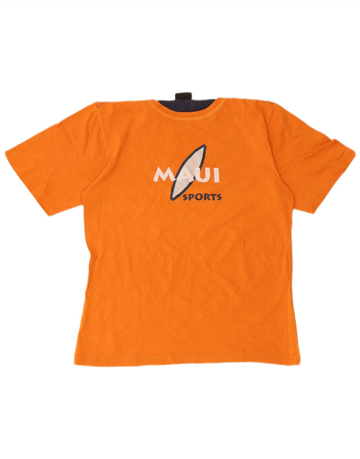 Camiseta feminina Maui and Sons com estampa gráfica Reino Unido 10 algodão laranja pequeno