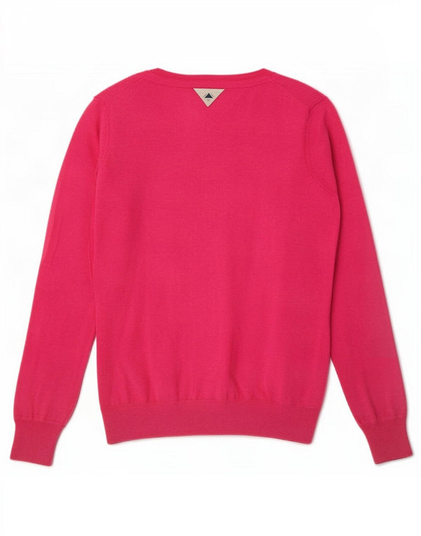 Suéter feminino Tommy Hilfiger com decote em V Reino Unido 14 algodão rosa médio