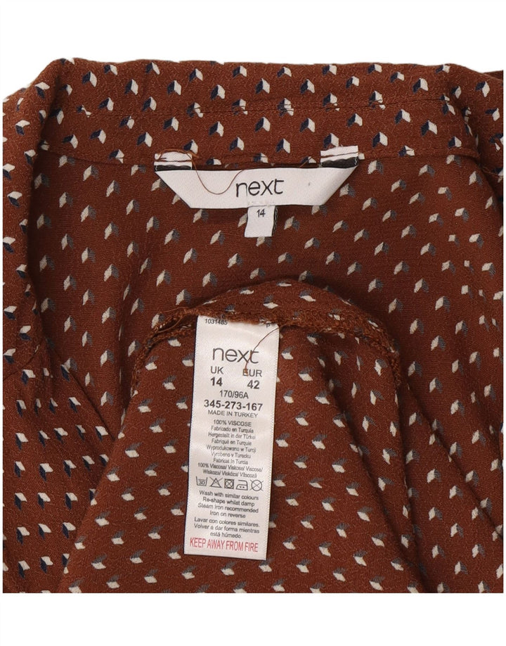 Próximo Vestido Maxi Envoltório Feminino Reino Unido 14 Viscose Geométrica Marrom Médio