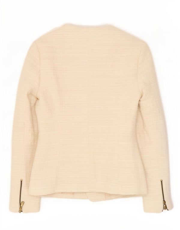Zara Womens Blazer Jacket UK 10 Pequeno Off White Acrílico