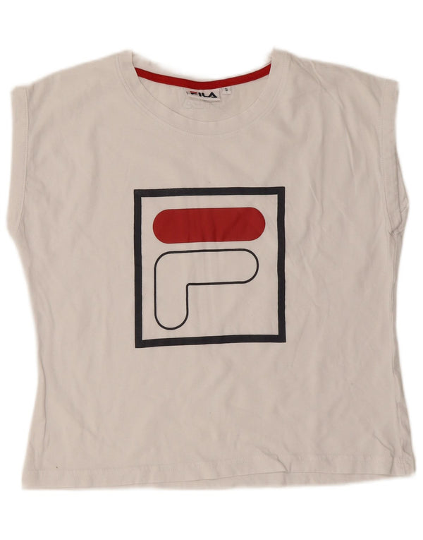 Camiseta feminina Fila Graphic UK 10 pequena branca