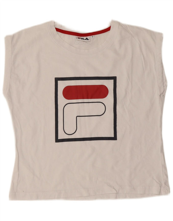Camiseta feminina Fila Graphic UK 10 pequena branca