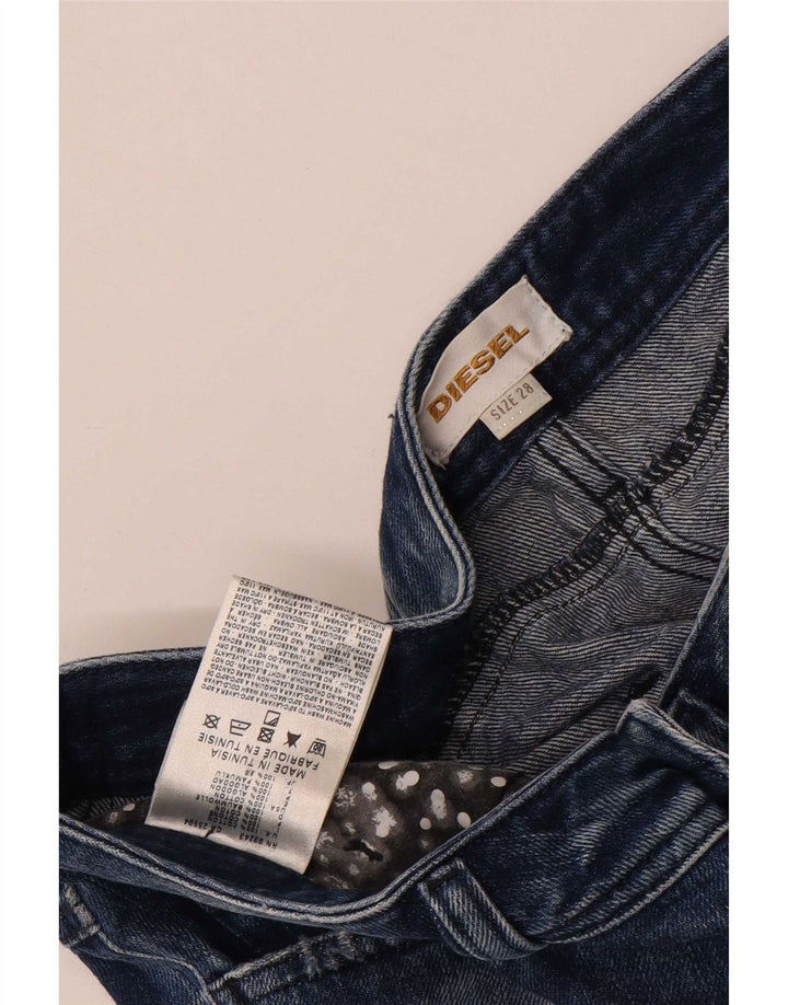 Mini saia jeans feminina Diesel W28 algodão azul médio