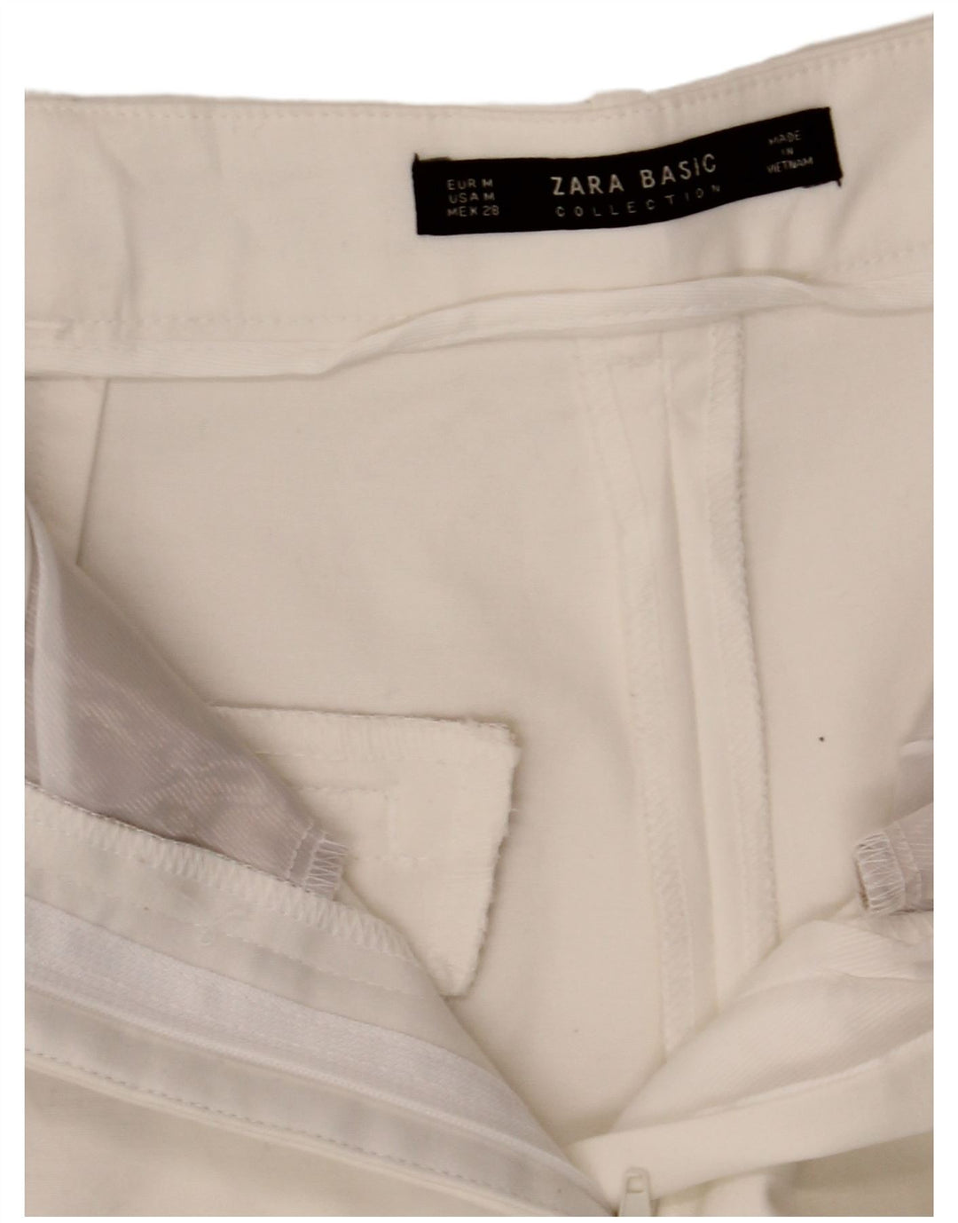 Zara Shorts Chino feminino de cintura alta médio W28 branco
