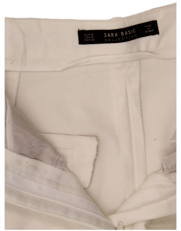 Zara Shorts Chino feminino de cintura alta médio W28 branco