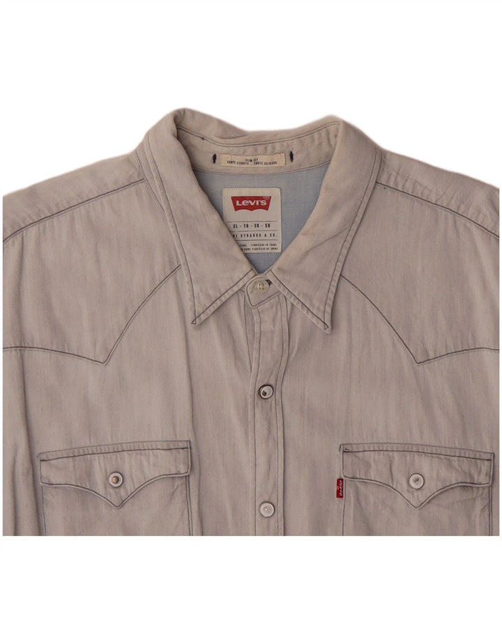 Camisa masculina slim fit LEVI'S XL azul algodão