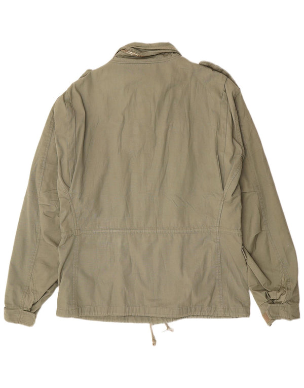 Jaqueta militar masculina VINTAGE Reino Unido 38 algodão cáqui médio