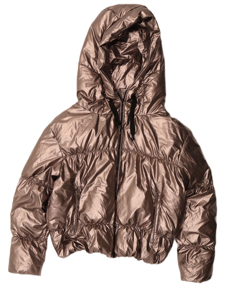 Jaqueta feminina acolchoada com capuz Carrera UK 14 poliéster dourado médio