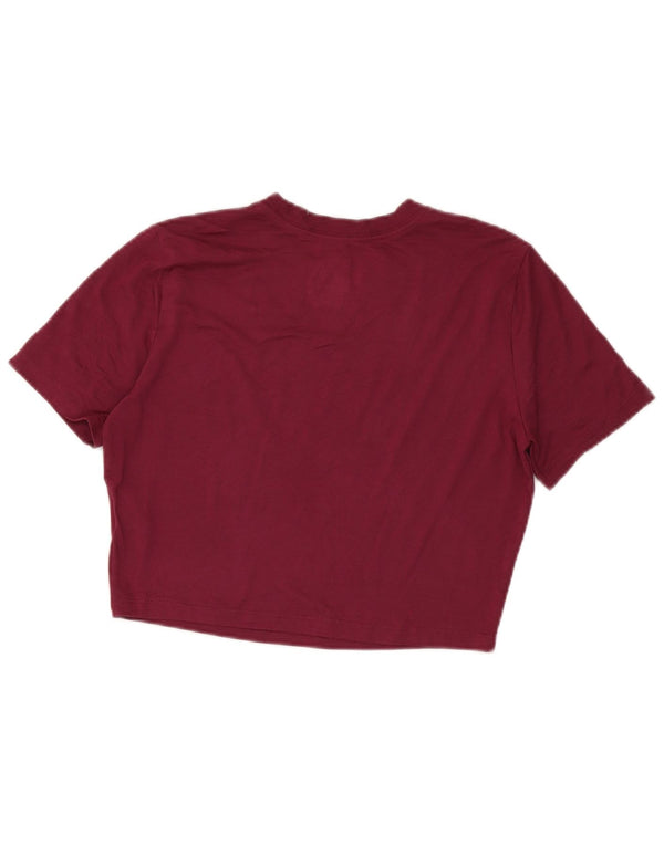 Camiseta feminina Nike Crop Slim Fit Top UK 14 Grande Poliéster Borgonha