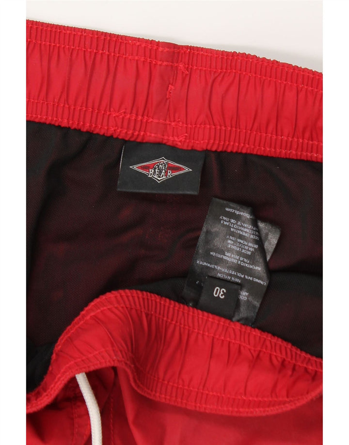 Shorts de natação masculino Bear médio vermelho colorblock nylon