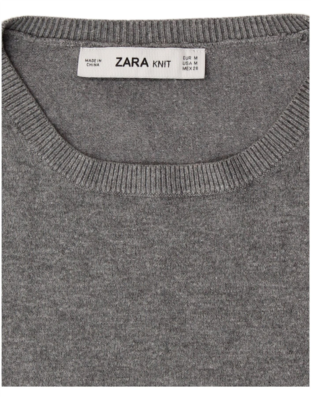 Suéter feminino Zara com gola redonda, Reino Unido 12 cinza médio