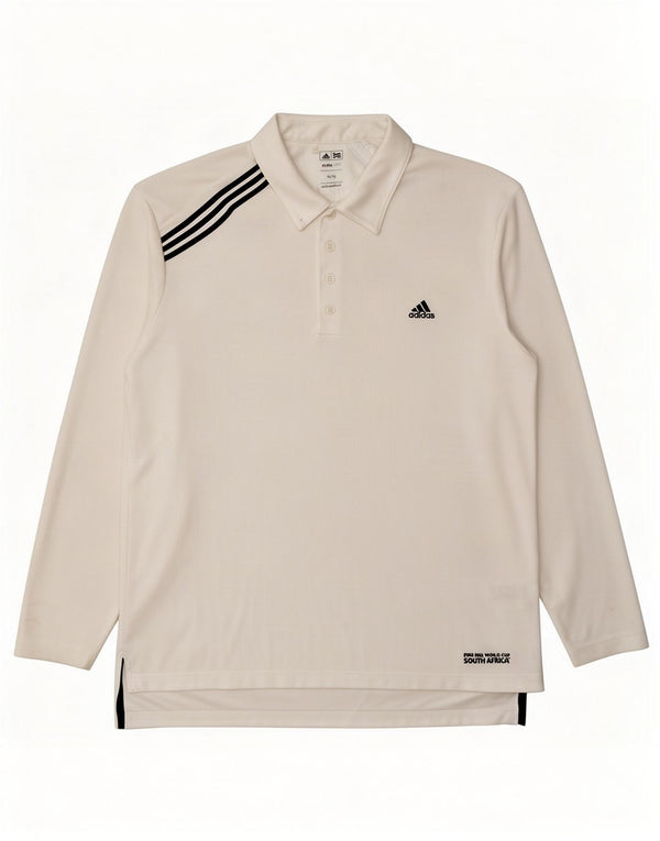 Camisa polo masculina Adidas Climalite de manga comprida XL branco poliéster