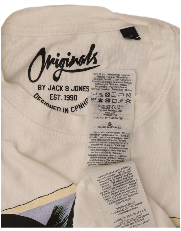 Camiseta gráfica masculina Jack & Jones Top médio algodão branco
