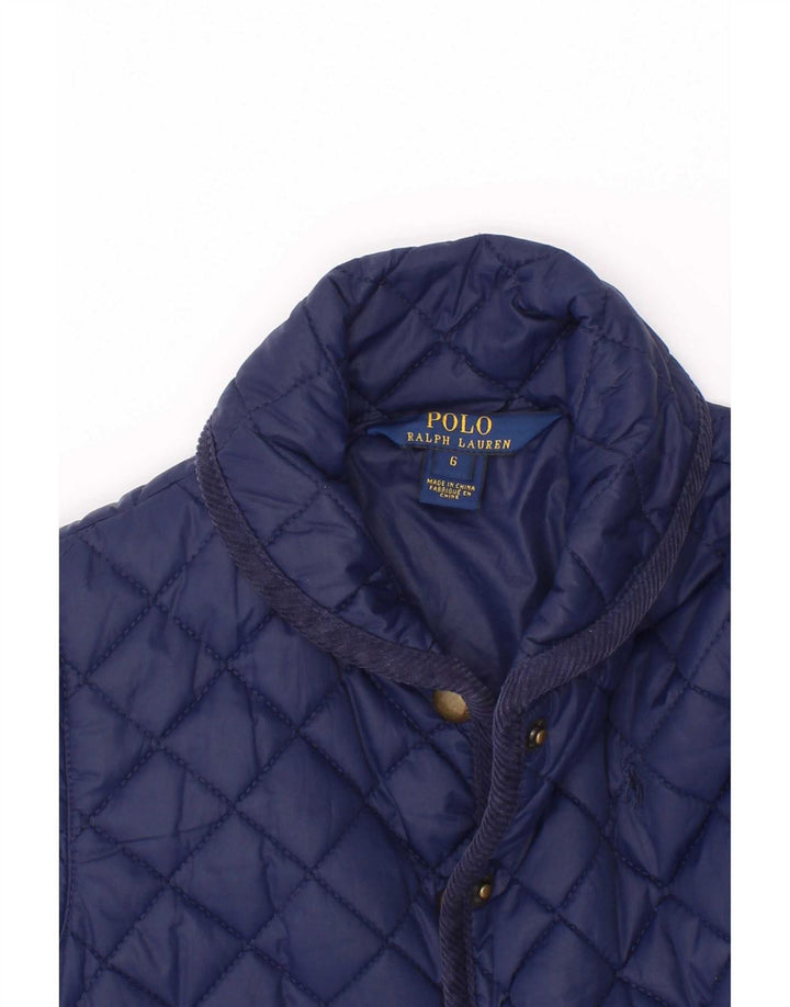 Jaqueta acolchoada Polo Ralph Lauren para meninas 5-6 anos azul marinho poliéster