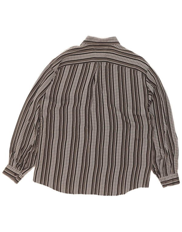 Camisa masculina vintage grande acetato listrado cinza